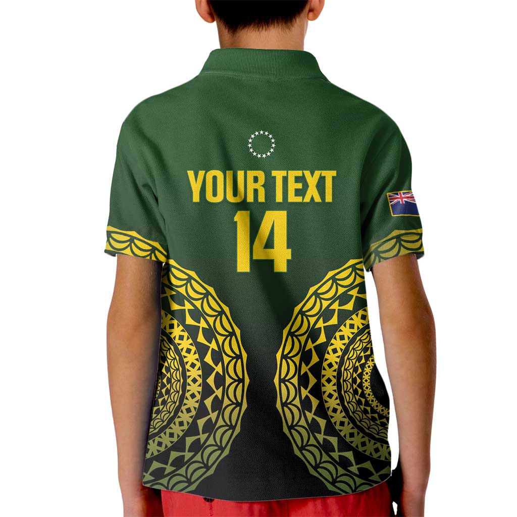 Custom Avaiki Cook Islands Rugby Kid Polo Shirt Kuki Airani Tatau Black - Polynesian Pride
