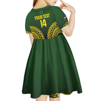 Custom Avaiki Cook Islands Rugby Kid Short Sleeve Dress Kuki Airani Tatau Black - Polynesian Pride
