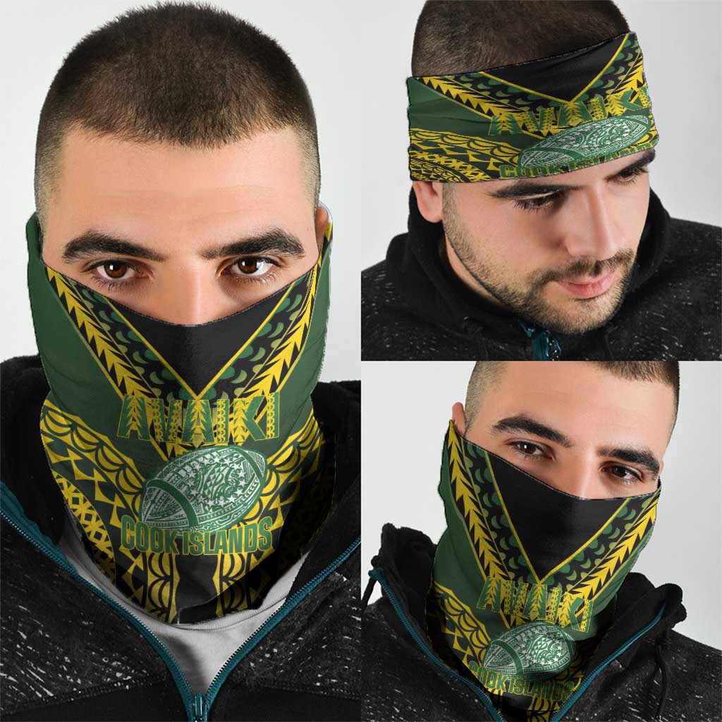 Avaiki Cook Islands Rugby Neck Gaiter Kuki Airani Tatau Black - Polynesian Pride
