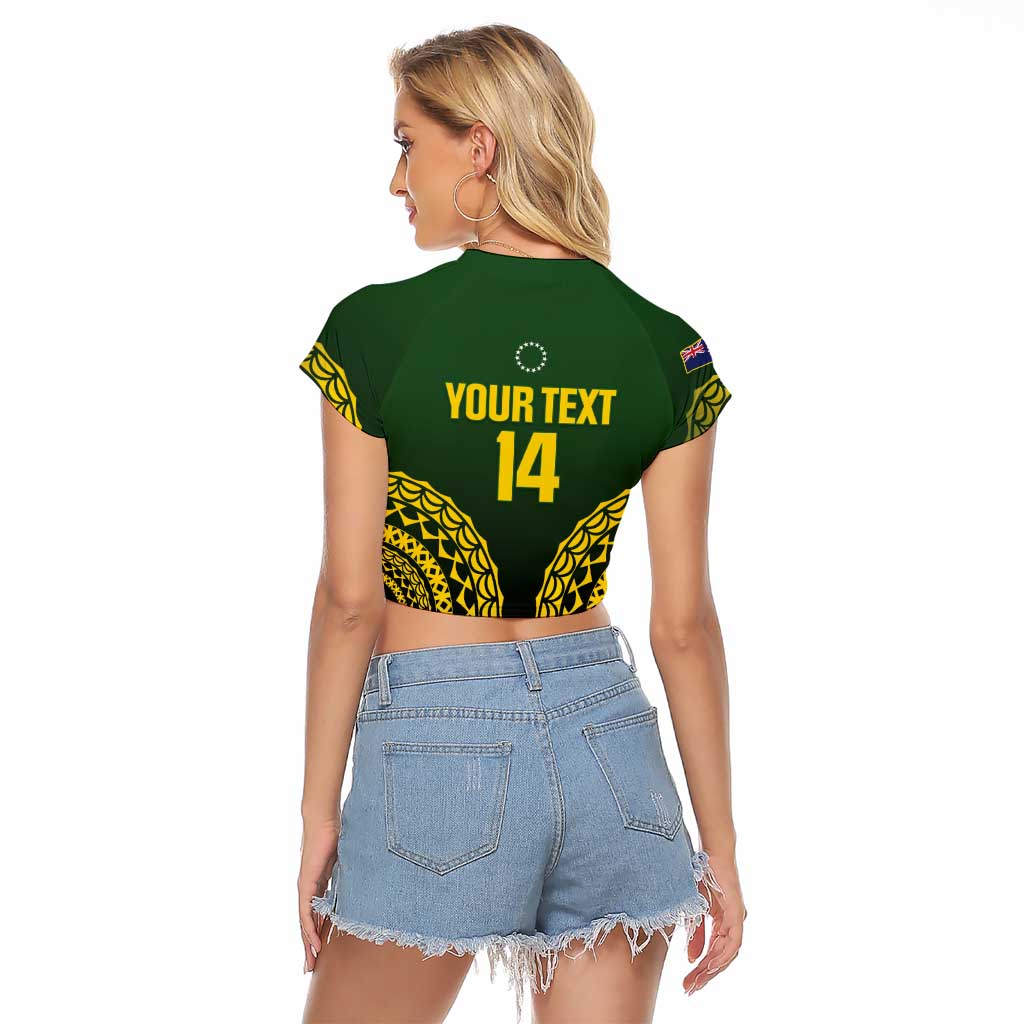 Custom Avaiki Cook Islands Rugby Raglan Cropped T Shirt Kuki Airani Tatau Black - Polynesian Pride