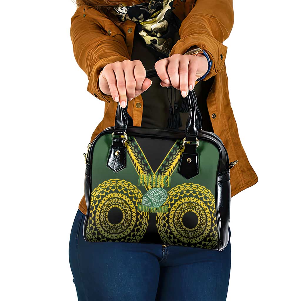 Avaiki Cook Islands Rugby Shoulder Handbag Kuki Airani Tatau Black - Polynesian Pride