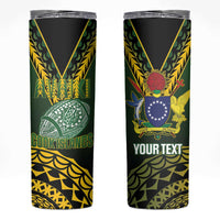 Custom Avaiki Cook Islands Rugby Skinny Tumbler Kuki Airani Tatau Black LT14 Black - Polynesian Pride