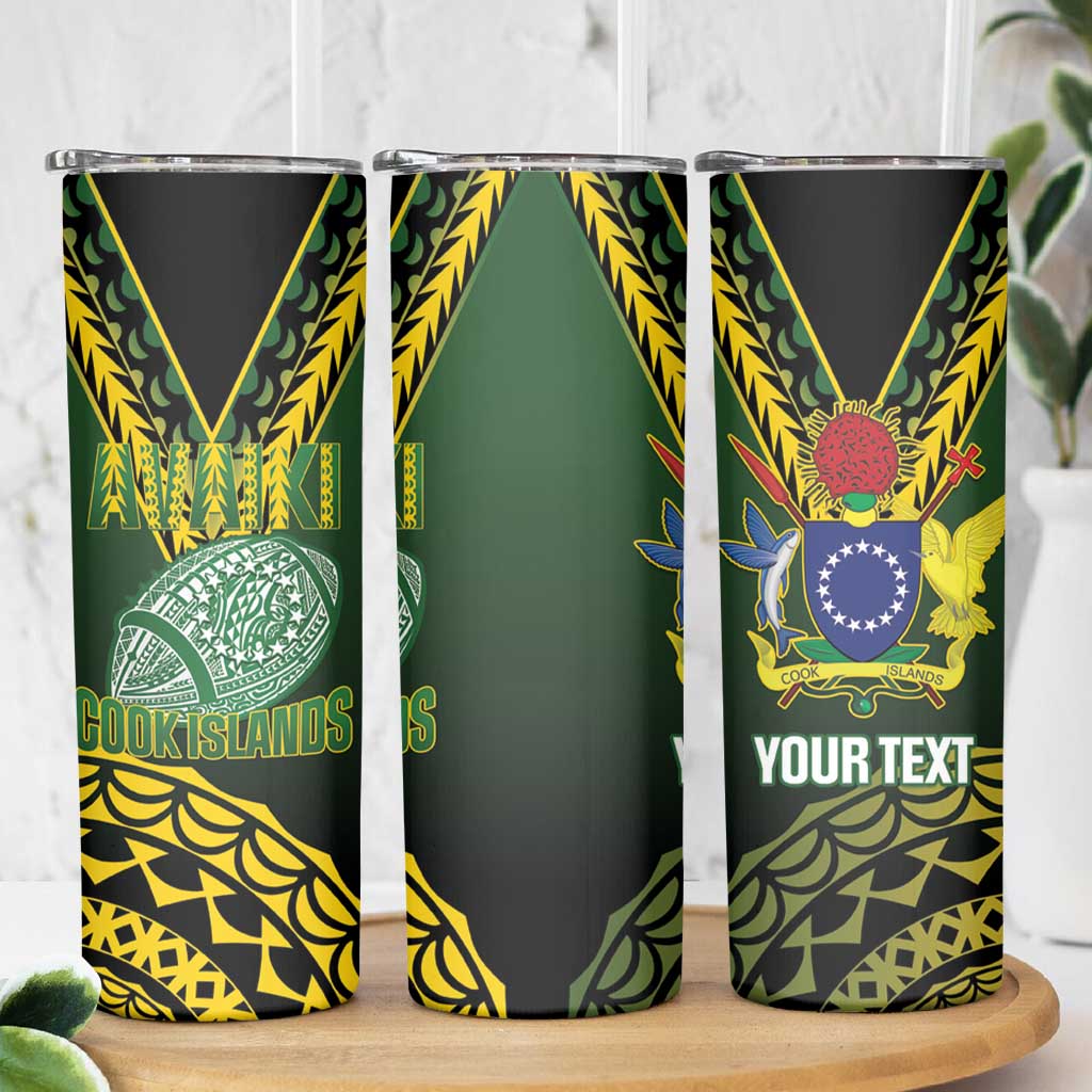 Custom Avaiki Cook Islands Rugby Skinny Tumbler Kuki Airani Tatau Black LT14 - Polynesian Pride
