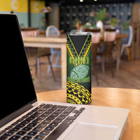 Custom Avaiki Cook Islands Rugby Skinny Tumbler Kuki Airani Tatau Black LT14 - Polynesian Pride