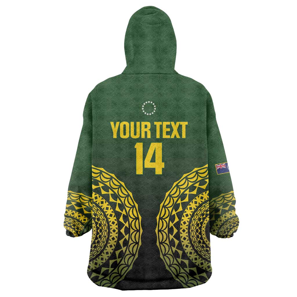 Custom Avaiki Cook Islands Rugby Wearable Blanket Hoodie Kuki Airani Tatau Black LT14 - Polynesian Pride