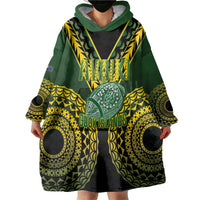 Custom Avaiki Cook Islands Rugby Wearable Blanket Hoodie Kuki Airani Tatau Black LT14 - Polynesian Pride