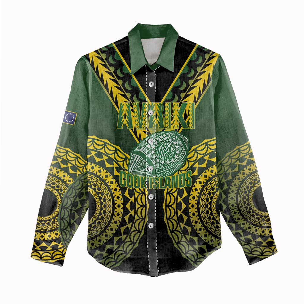 Custom Avaiki Cook Islands Rugby Women Casual Shirt Kuki Airani Tatau Black LT14 - Polynesian Pride