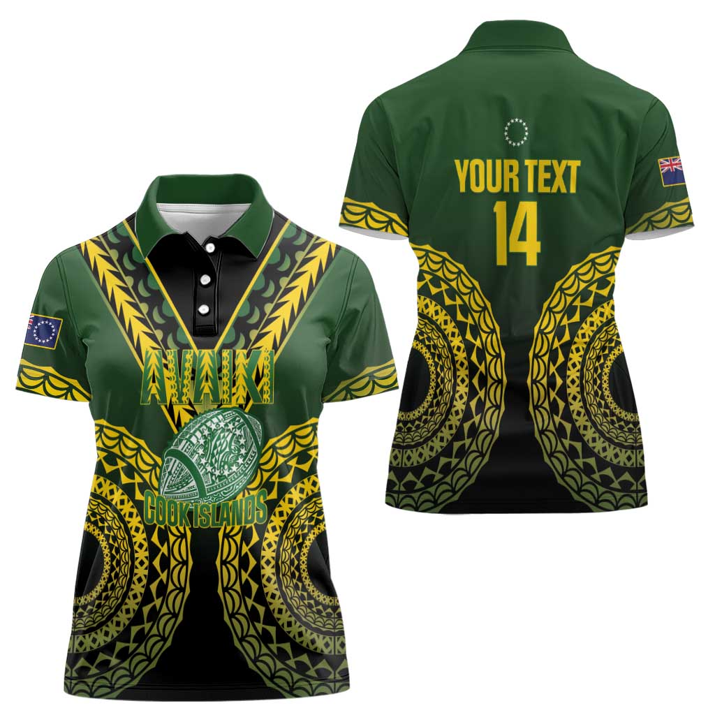 Custom Avaiki Cook Islands Rugby Women Polo Shirt Kuki Airani Tatau Black LT14 - Polynesian Pride