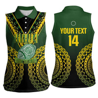 Custom Avaiki Cook Islands Rugby Women Sleeveless Polo Shirt Kuki Airani Tatau Black LT14 - Polynesian Pride