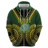 Custom Avaiki Cook Islands Rugby Zip Hoodie Kuki Airani Tatau Black - Polynesian Pride