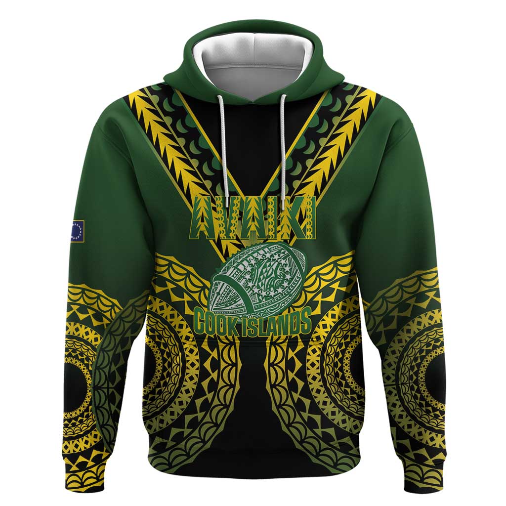 Custom Avaiki Cook Islands Rugby Zip Hoodie Kuki Airani Tatau Black - Polynesian Pride