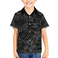 Polynesia Family Matching Long Sleeve Bodycon Dress and Hawaiian Shirt Polynesian Pattern Mix Plumeria Black LT14 Son's Shirt Black - Polynesian Pride