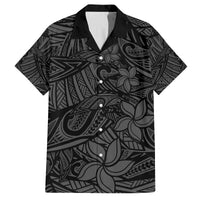 Polynesia Family Matching Off Shoulder Short Dress and Hawaiian Shirt Polynesian Pattern Mix Plumeria Black LT14 Dad's Shirt - Short Sleeve Black - Polynesian Pride