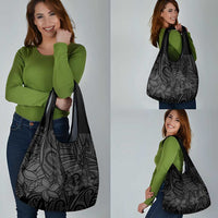 Polynesia Grocery Bag Polynesian Pattern Mix Plumeria Black