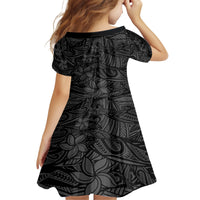 Polynesia Kid Short Sleeve Dress Polynesian Pattern Mix Plumeria Black LT14 - Polynesian Pride
