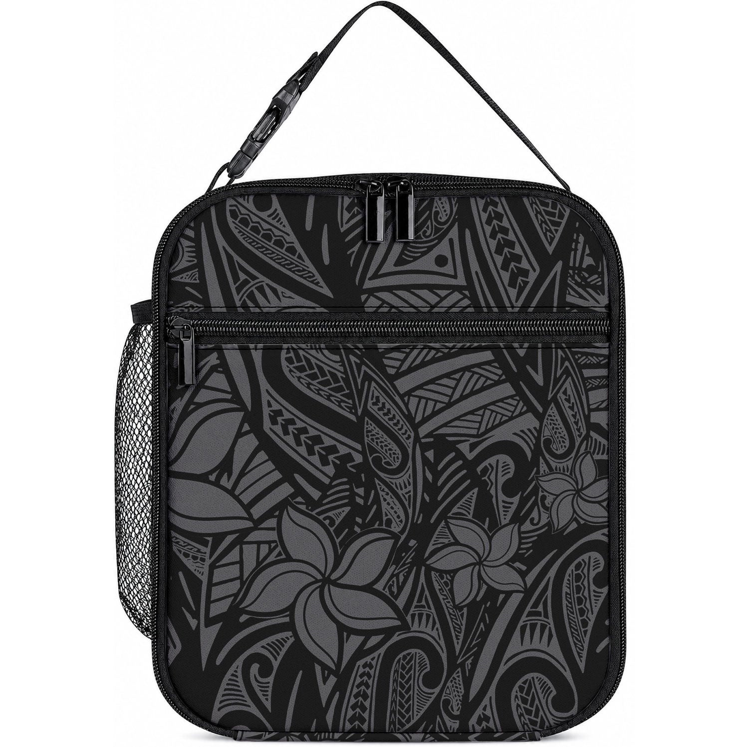 Polynesia Lunch Bag Polynesian Pattern Mix Plumeria Black