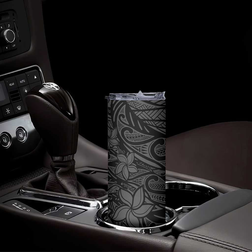 Polynesia Skinny Tumbler Polynesian Pattern Mix Plumeria Black
