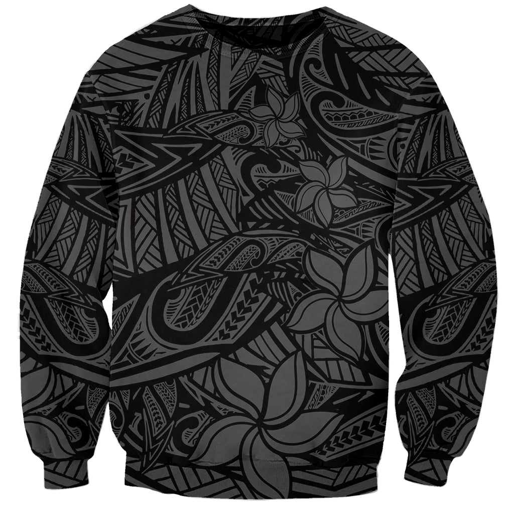 Polynesia Sweatshirt Polynesian Pattern Mix Plumeria Black LT14 Unisex Black - Polynesian Pride