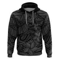 Polynesia Zip Hoodie Polynesian Pattern Mix Plumeria Black LT14 Pullover Hoodie Black - Polynesian Pride