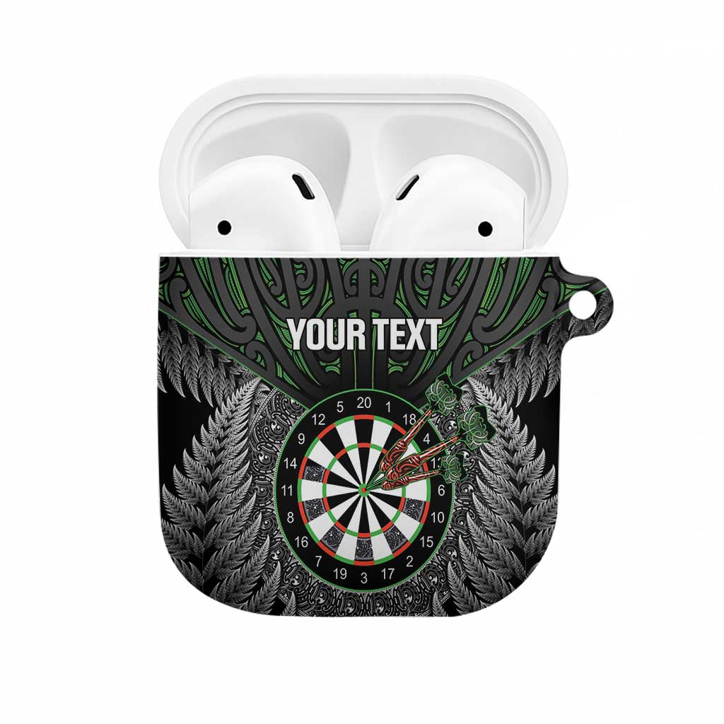 Personalised New Zealand Darts AirPods Case Dartboard Maori Fern Puhoro Art - Polynesian Pride