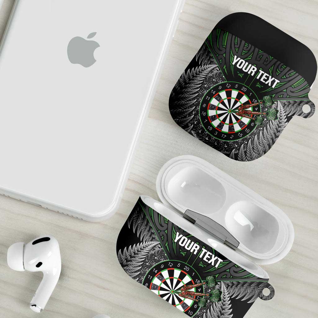 Personalised New Zealand Darts AirPods Case Dartboard Maori Fern Puhoro Art - Polynesian Pride