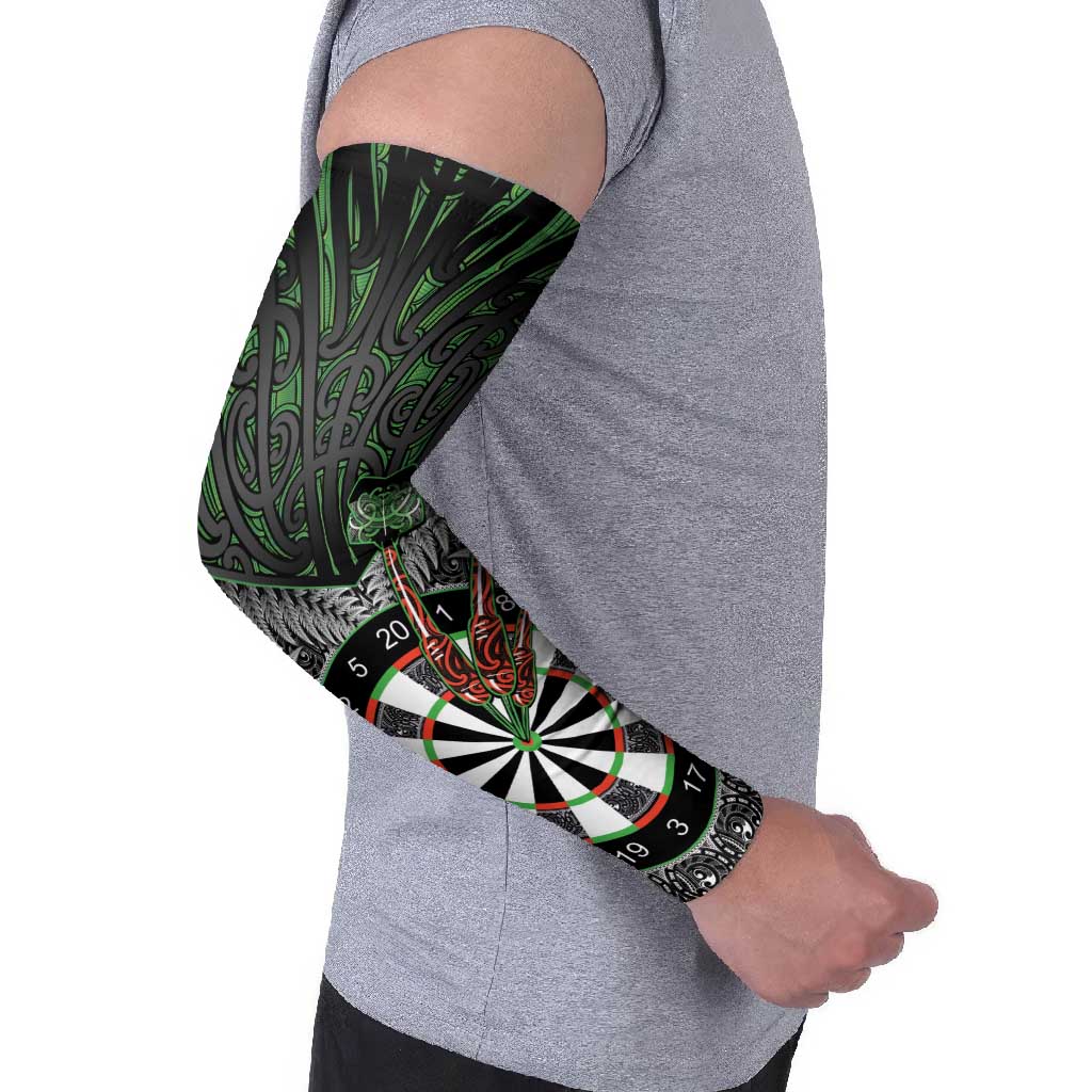 Personalised New Zealand Darts Arm Sleeves Dartboard Maori Fern Puhoro Art - Polynesian Pride