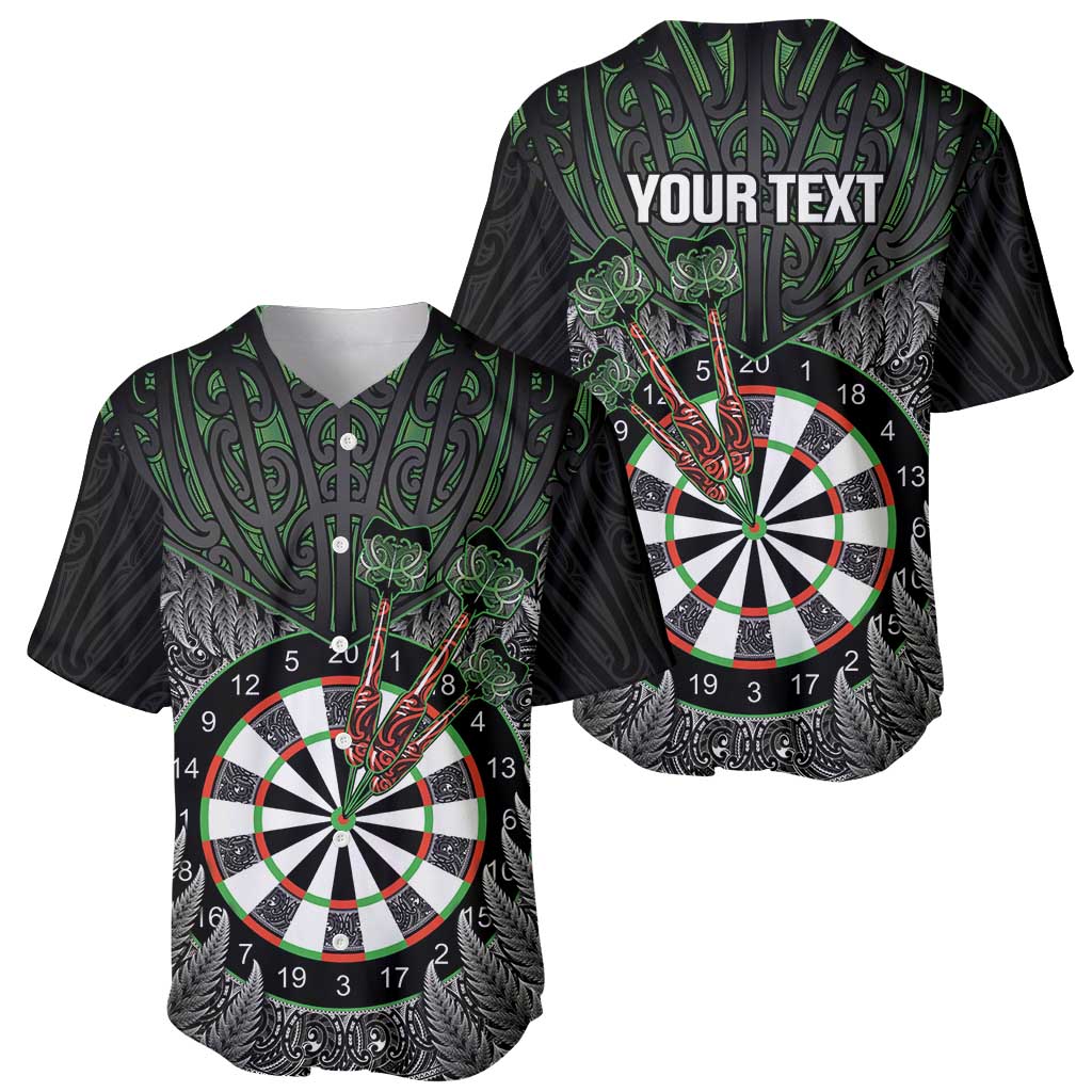 Personalised New Zealand Darts Baseball Jersey Dartboard Maori Fern Puhoro Art LT14 - Polynesian Pride