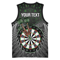 Personalised New Zealand Darts Basketball Jersey Dartboard Maori Fern Puhoro Art - Polynesian Pride