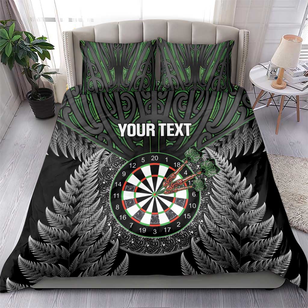 Personalised New Zealand Darts Bedding Set Dartboard Maori Fern Puhoro Art