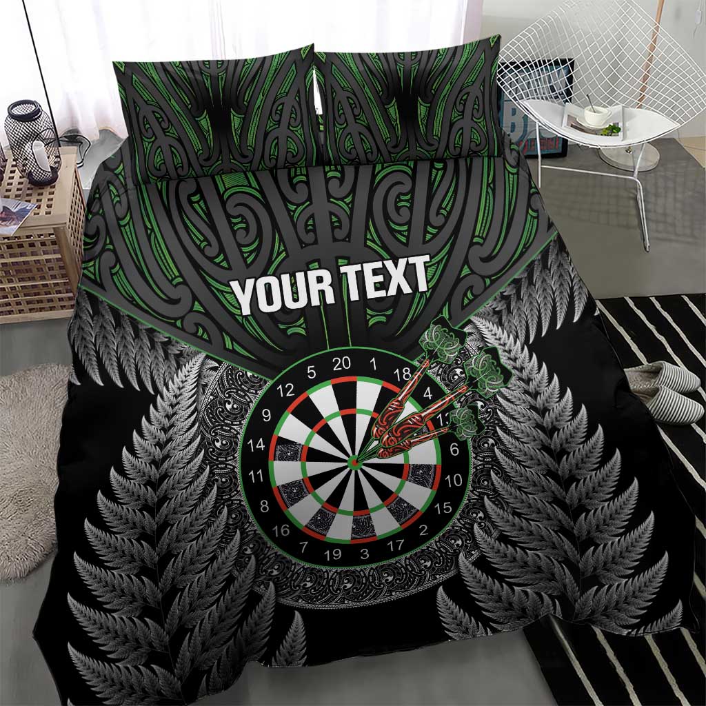 Personalised New Zealand Darts Bedding Set Dartboard Maori Fern Puhoro Art
