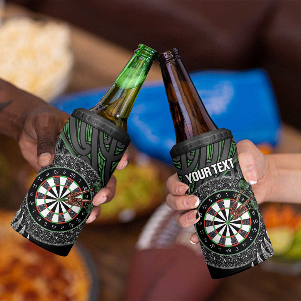 Personalised New Zealand Darts 4 in 1 Can Cooler Tumbler Dartboard Maori Fern Puhoro Art LT14 - Polynesian Pride