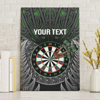 Personalised New Zealand Darts Canvas Wall Art Dartboard Maori Fern Puhoro Art LT14 Without Frame Black - Polynesian Pride