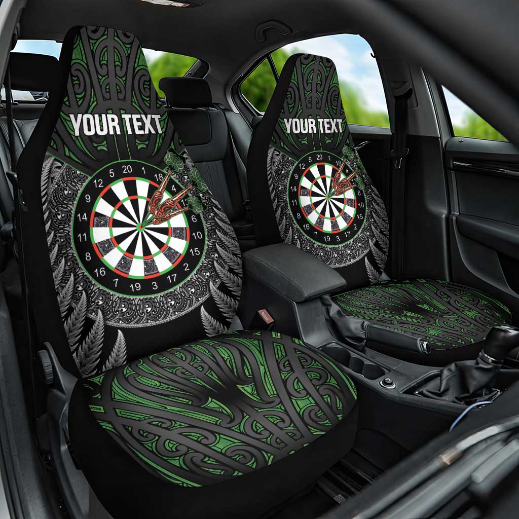 Personalised New Zealand Darts Car Seat Cover Dartboard Maori Fern Puhoro Art LT14 One Size Black - Polynesian Pride
