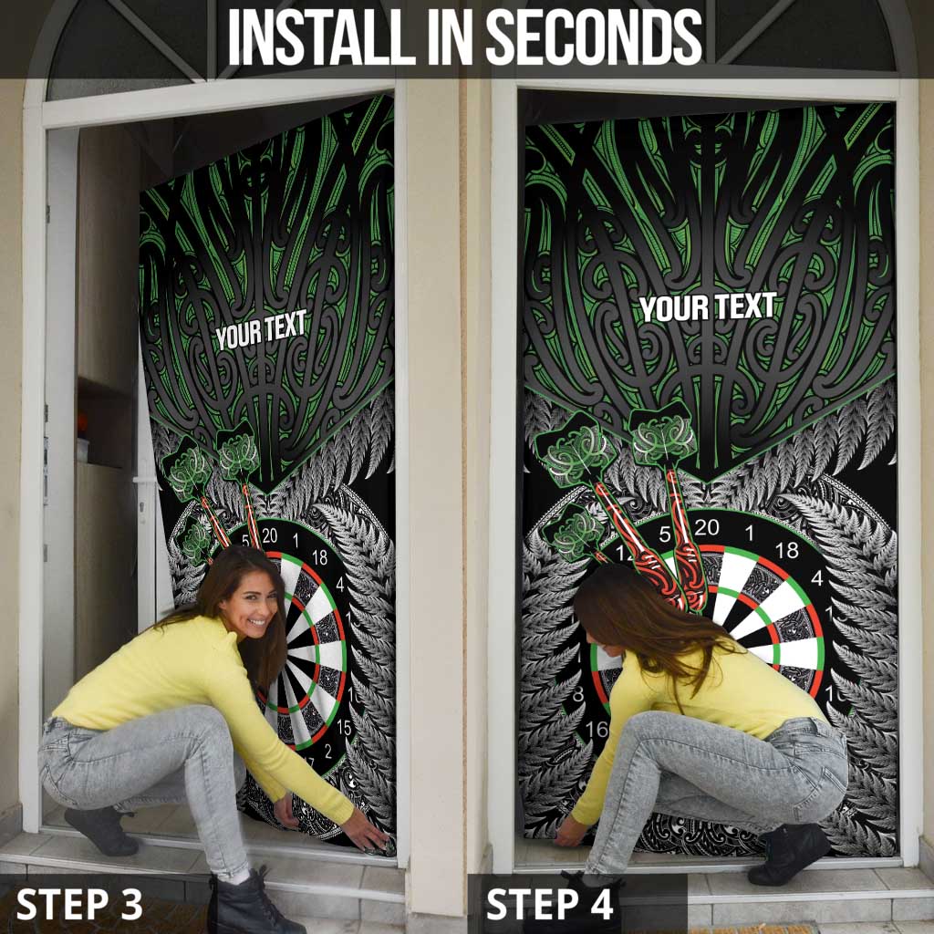 Personalised New Zealand Darts Door Cover Dartboard Maori Fern Puhoro Art - Polynesian Pride