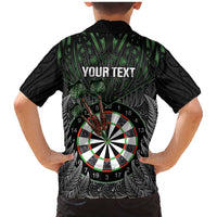 Personalised New Zealand Darts Family Matching Mermaid Dress and Hawaiian Shirt Dartboard Maori Fern Puhoro Art LT14 - Polynesian Pride