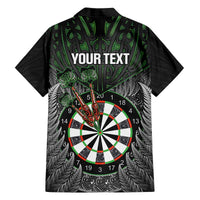 Personalised New Zealand Darts Family Matching Off The Shoulder Long Sleeve Dress and Hawaiian Shirt Dartboard Maori Fern Puhoro Art LT14 - Polynesian Pride