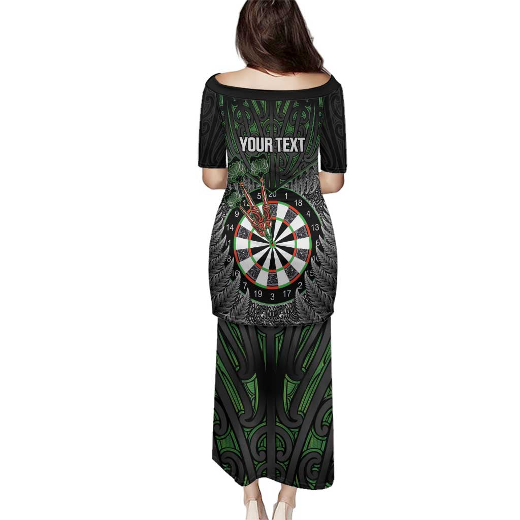 Personalised New Zealand Darts Family Matching Puletasi and Hawaiian Shirt Dartboard Maori Fern Puhoro Art LT14 - Polynesian Pride