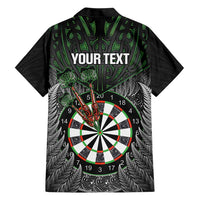 Personalised New Zealand Darts Family Matching Short Sleeve Bodycon Dress and Hawaiian Shirt Dartboard Maori Fern Puhoro Art LT14 - Polynesian Pride