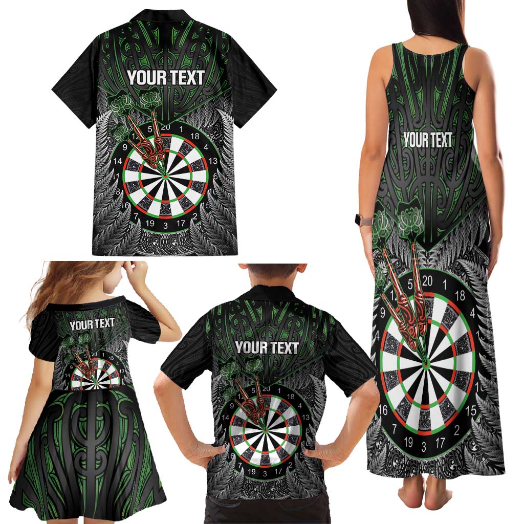 Personalised New Zealand Darts Family Matching Tank Maxi Dress and Hawaiian Shirt Dartboard Maori Fern Puhoro Art LT14 - Polynesian Pride