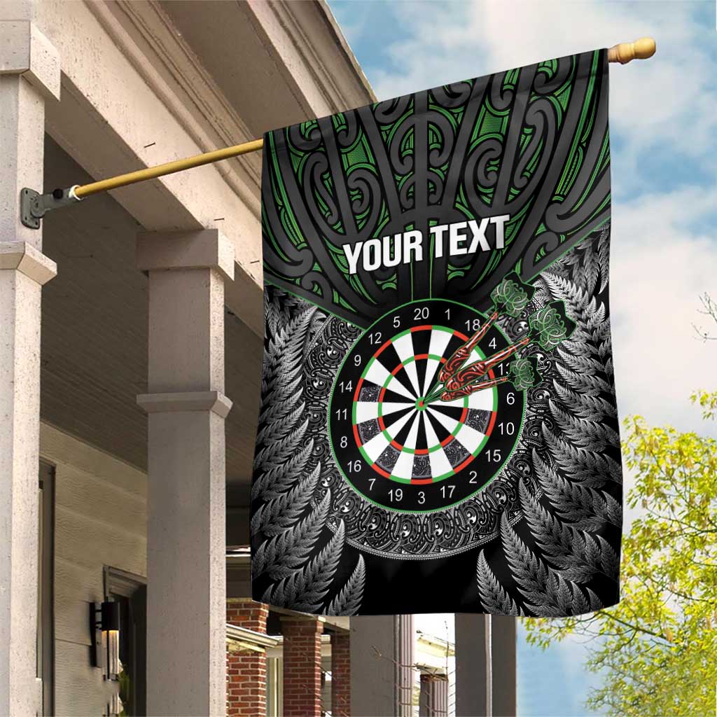 Personalised New Zealand Darts Garden Flag Dartboard Maori Fern Puhoro Art LT14 House Flag Black - Polynesian Pride