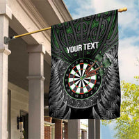 Personalised New Zealand Darts Garden Flag Dartboard Maori Fern Puhoro Art LT14 House Flag Black - Polynesian Pride