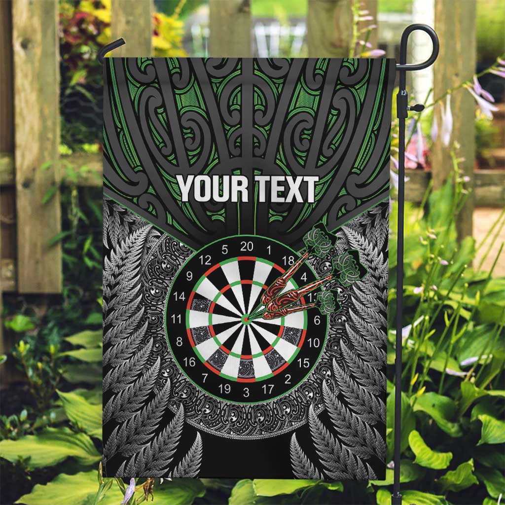 Personalised New Zealand Darts Garden Flag Dartboard Maori Fern Puhoro Art LT14 Garden Flag Black - Polynesian Pride