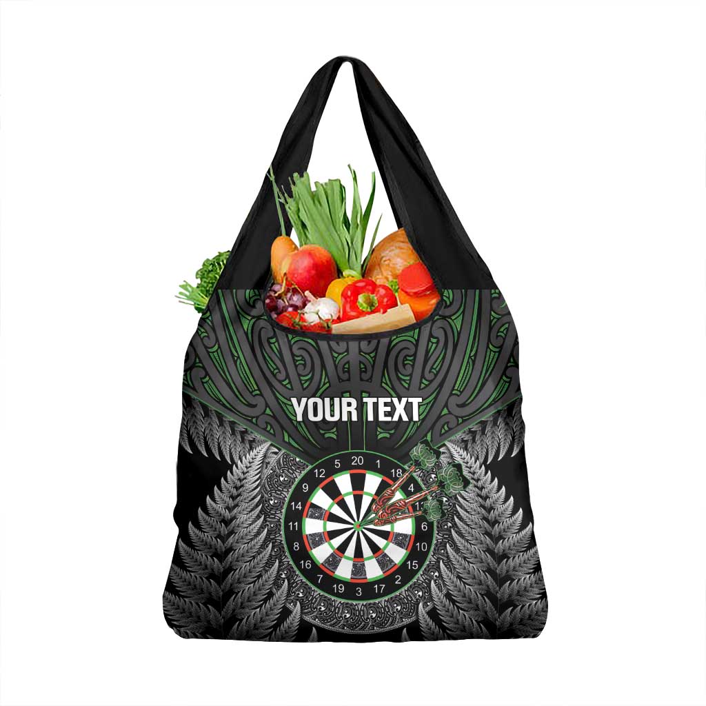 Personalised New Zealand Darts Grocery Bag Dartboard Maori Fern Puhoro Art LT14 1-pack One Size Black - Polynesian Pride