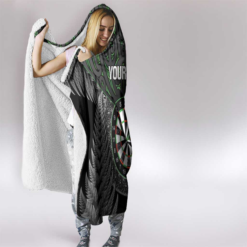 Personalised New Zealand Darts Hooded Blanket Dartboard Maori Fern Puhoro Art LT14 - Polynesian Pride