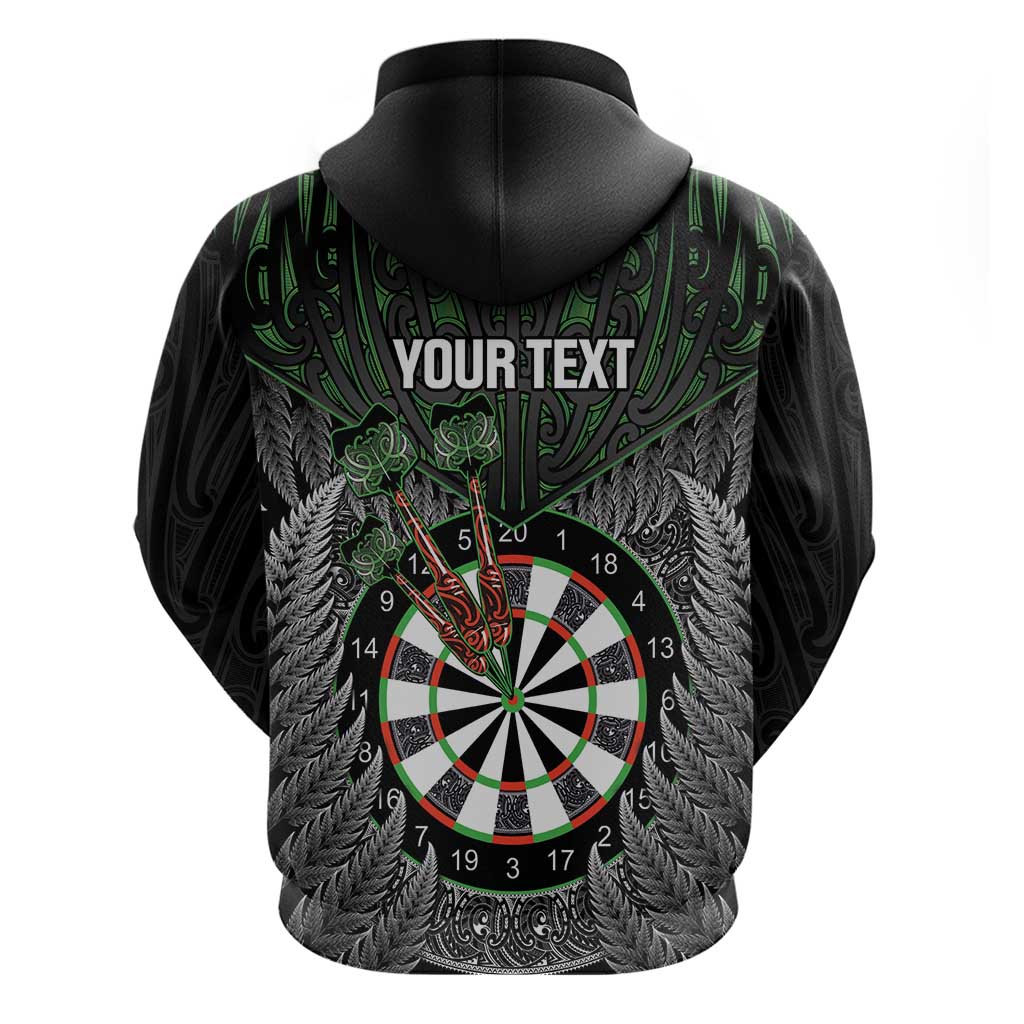 Personalised New Zealand Darts Hoodie Dartboard Maori Fern Puhoro Art LT14 - Polynesian Pride
