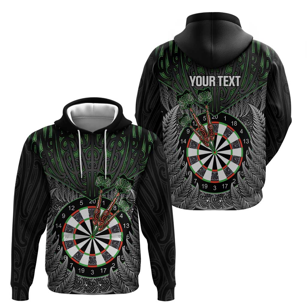 Personalised New Zealand Darts Hoodie Dartboard Maori Fern Puhoro Art LT14 - Polynesian Pride