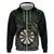 Personalised New Zealand Darts Hoodie Dartboard Maori Fern Puhoro Art