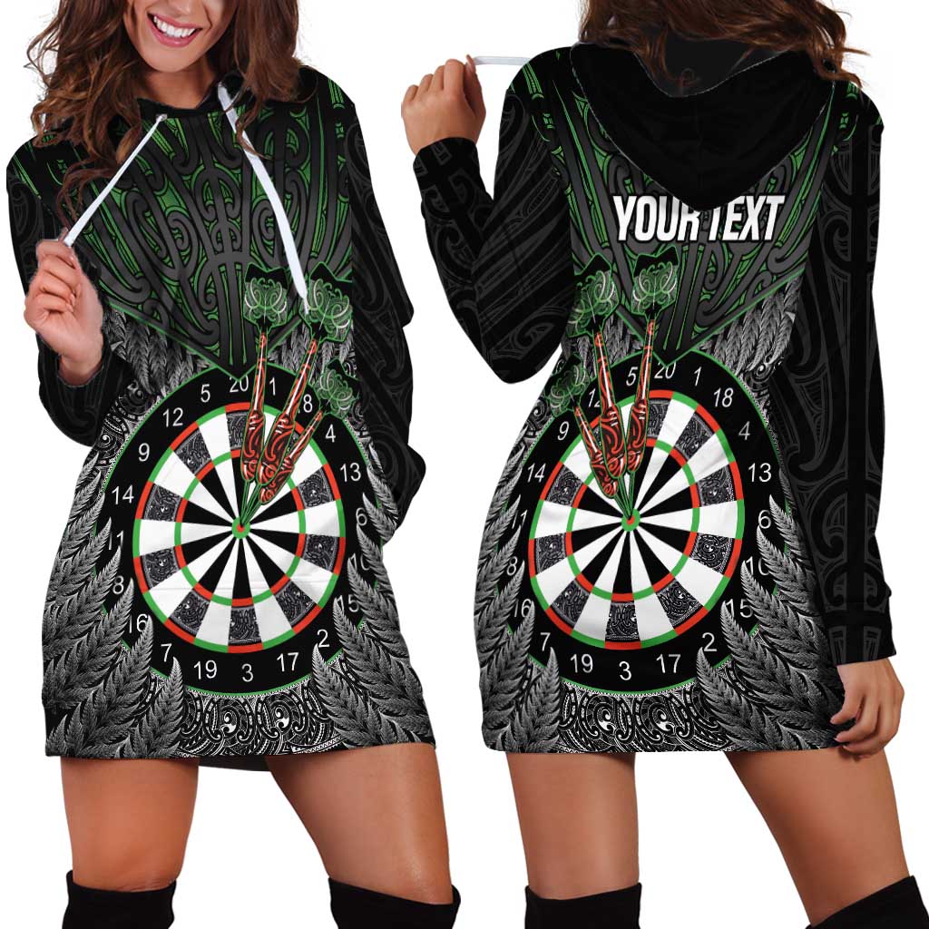 Personalised New Zealand Darts Hoodie Dress Dartboard Maori Fern Puhoro Art LT14 - Polynesian Pride