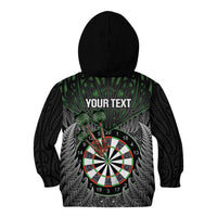 Personalised New Zealand Darts Kid Hoodie Dartboard Maori Fern Puhoro Art LT14 - Polynesian Pride