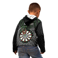 Personalised New Zealand Darts Kid Hoodie Dartboard Maori Fern Puhoro Art LT14 - Polynesian Pride